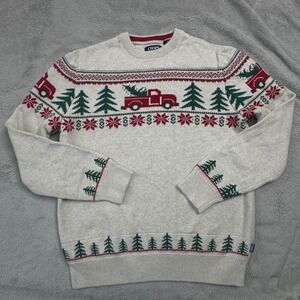 Chaps Men's Christmas Sweater Size Medium Crew Neck 100% Cotton
